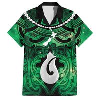 Personalised Maori Matariki Hei Matau Kakariki Family Matching Short Sleeve Bodycon Dress and Hawaiian Shirt Maori Kowhaiwhai Pattern Galaxy