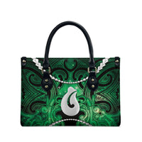 Maori Matariki Hei Matau Kakariki Leather Bag Maori Kowhaiwhai Pattern Galaxy LT01 - Polynesian Pride