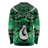 Personalised Maori Matariki Hei Matau Kakariki Long Sleeve Shirt Maori Kowhaiwhai Pattern Galaxy LT01 - Polynesian Pride