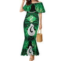 Personalised Maori Matariki Hei Matau Kakariki Mermaid Dress Maori Kowhaiwhai Pattern Galaxy LT01 Women Green - Polynesian Pride