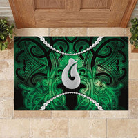 Maori Matariki Hei Matau Kakariki Rubber Doormat Maori Kowhaiwhai Pattern Galaxy LT01 Green - Polynesian Pride