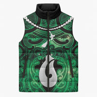 Personalised Maori Matariki Hei Matau Kakariki Sleeveless Puffer Jacket Maori Kowhaiwhai Pattern Galaxy LT01 Unisex Green - Polynesian Pride