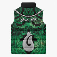Personalised Maori Matariki Hei Matau Kakariki Sleeveless Puffer Jacket Maori Kowhaiwhai Pattern Galaxy LT01 - Polynesian Pride