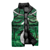 Personalised Maori Matariki Hei Matau Kakariki Sleeveless Puffer Jacket Maori Kowhaiwhai Pattern Galaxy LT01 - Polynesian Pride