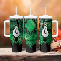 Personalised Maori Matariki Hei Matau Kakariki Tumbler With Handle Maori Kowhaiwhai Pattern Galaxy LT01 - Polynesian Pride