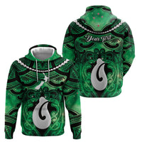 Personalised Maori Matariki Hei Matau Kakariki Zip Hoodie Maori Kowhaiwhai Pattern Galaxy LT01 - Polynesian Pride