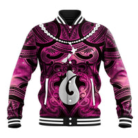 Personalised Maori Matariki Hei Matau Mawhero Baseball Jacket Maori Kowhaiwhai Pattern Galaxy LT01 Unisex Pink - Polynesian Pride