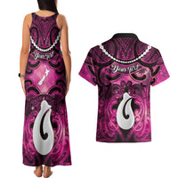 Personalised Maori Matariki Hei Matau Mawhero Couples Matching Tank Maxi Dress and Hawaiian Shirt Maori Kowhaiwhai Pattern Galaxy