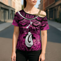Personalised Maori Matariki Hei Matau Mawhero Cross Shoulder Shirt Maori Kowhaiwhai Pattern Galaxy LT01 - Polynesian Pride