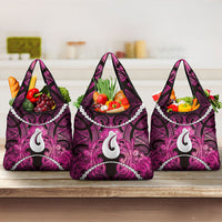Maori Matariki Hei Matau Mawhero Grocery Bag Maori Kowhaiwhai Pattern Galaxy LT01 3-pack One Size Pink - Polynesian Pride