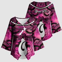 Personalised Maori Matariki Hei Matau Mawhero Kimono Sleeve Blouse Maori Kowhaiwhai Pattern Galaxy LT01 - Polynesian Pride