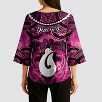 Personalised Maori Matariki Hei Matau Mawhero Kimono Sleeve Blouse Maori Kowhaiwhai Pattern Galaxy LT01 - Polynesian Pride