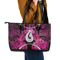 Maori Matariki Hei Matau Mawhero Leather Tote Bag Maori Kowhaiwhai Pattern Galaxy LT01 - Polynesian Pride