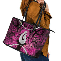 Maori Matariki Hei Matau Mawhero Leather Tote Bag Maori Kowhaiwhai Pattern Galaxy LT01 - Polynesian Pride