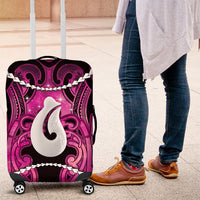 Maori Matariki Hei Matau Mawhero Luggage Cover Maori Kowhaiwhai Pattern Galaxy LT01 Pink - Polynesian Pride
