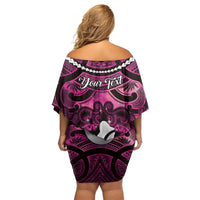 Personalised Maori Matariki Hei Matau Mawhero Off Shoulder Short Dress Maori Kowhaiwhai Pattern Galaxy