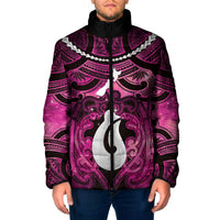 Personalised Maori Matariki Hei Matau Mawhero Padded Jacket Maori Kowhaiwhai Pattern Galaxy LT01 Men Pink - Polynesian Pride