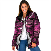 Personalised Maori Matariki Hei Matau Mawhero Padded Jacket Maori Kowhaiwhai Pattern Galaxy LT01 Women Pink - Polynesian Pride