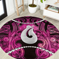 Maori Matariki Hei Matau Mawhero Round Carpet Maori Kowhaiwhai Pattern Galaxy LT01 Pink - Polynesian Pride