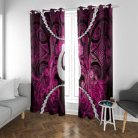 Maori Matariki Hei Matau Mawhero Window Curtain Maori Kowhaiwhai Pattern Galaxy LT01 With Grommets Pink - Polynesian Pride