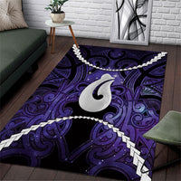 Maori Matariki Hei Matau Waiporoporo Area Rug Maori Kowhaiwhai Pattern Galaxy LT01 Purple - Polynesian Pride