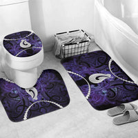 Maori Matariki Hei Matau Waiporoporo Bathroom Set Maori Kowhaiwhai Pattern Galaxy LT01 Mat Set Only (3 pcs) One Size Purple - Polynesian Pride