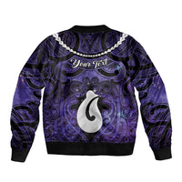 Personalised Maori Matariki Hei Matau Waiporoporo Bomber Jacket Maori Kowhaiwhai Pattern Galaxy LT01 - Polynesian Pride