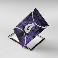 Maori Matariki Hei Matau Waiporoporo Canvas Wall Art Maori Kowhaiwhai Pattern Galaxy LT01 With Frame Purple - Polynesian Pride