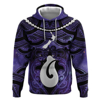 Personalised Maori Matariki Hei Matau Waiporoporo Hoodie Maori Kowhaiwhai Pattern Galaxy LT01 Pullover Hoodie Purple - Polynesian Pride