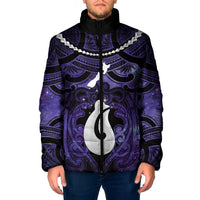 Personalised Maori Matariki Hei Matau Waiporoporo Padded Jacket Maori Kowhaiwhai Pattern Galaxy LT01 Men Purple - Polynesian Pride