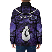 Personalised Maori Matariki Hei Matau Waiporoporo Padded Jacket Maori Kowhaiwhai Pattern Galaxy LT01 - Polynesian Pride