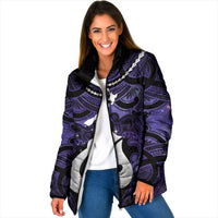 Personalised Maori Matariki Hei Matau Waiporoporo Padded Jacket Maori Kowhaiwhai Pattern Galaxy LT01 Women Purple - Polynesian Pride