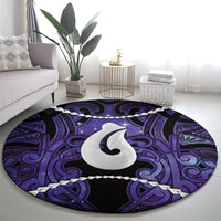 Maori Matariki Hei Matau Waiporoporo Round Carpet Maori Kowhaiwhai Pattern Galaxy LT01 - Polynesian Pride