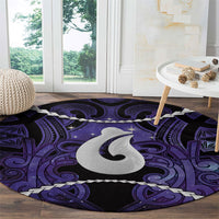 Maori Matariki Hei Matau Waiporoporo Round Carpet Maori Kowhaiwhai Pattern Galaxy LT01 - Polynesian Pride