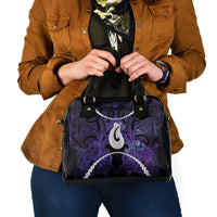 Maori Matariki Hei Matau Waiporoporo Shoulder Handbag Maori Kowhaiwhai Pattern Galaxy LT01 - Polynesian Pride