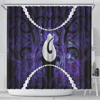 Maori Matariki Hei Matau Waiporoporo Shower Curtain Maori Kowhaiwhai Pattern Galaxy LT01 - Polynesian Pride
