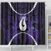 Maori Matariki Hei Matau Waiporoporo Shower Curtain Maori Kowhaiwhai Pattern Galaxy LT01 - Polynesian Pride