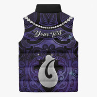 Personalised Maori Matariki Hei Matau Waiporoporo Sleeveless Puffer Jacket Maori Kowhaiwhai Pattern Galaxy LT01 - Polynesian Pride