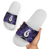 Maori Matariki Hei Matau Waiporoporo Slide Sandals Maori Kowhaiwhai Pattern Galaxy LT01 - Polynesian Pride