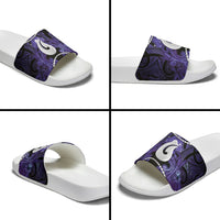 Maori Matariki Hei Matau Waiporoporo Slide Sandals Maori Kowhaiwhai Pattern Galaxy LT01 - Polynesian Pride