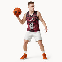 Personalised Maori Matariki Hei Matau Whero Basketball Jersey Maori Kowhaiwhai Pattern Galaxy LT01 - Polynesian Pride
