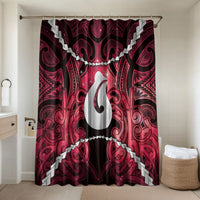 Maori Matariki Hei Matau Whero Bathroom Set Maori Kowhaiwhai Pattern Galaxy LT01 Shower Curtain Only Red - Polynesian Pride
