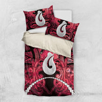 Maori Matariki Hei Matau Whero Bedding Set Maori Kowhaiwhai Pattern Galaxy LT01 US Twin 172cm x 218cm Red - Polynesian Pride