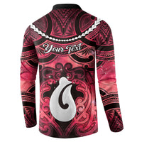 Personalised Maori Matariki Hei Matau Whero Button Sweatshirt Maori Kowhaiwhai Pattern Galaxy LT01 - Polynesian Pride