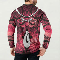 Personalised Maori Matariki Hei Matau Whero Button Sweatshirt Maori Kowhaiwhai Pattern Galaxy LT01 - Polynesian Pride