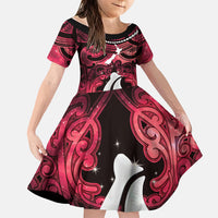Personalised Maori Matariki Hei Matau Whero Family Matching Long Sleeve Bodycon Dress and Hawaiian Shirt Maori Kowhaiwhai Pattern Galaxy