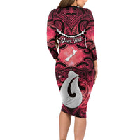 Personalised Maori Matariki Hei Matau Whero Family Matching Long Sleeve Bodycon Dress and Hawaiian Shirt Maori Kowhaiwhai Pattern Galaxy