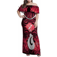 Personalised Maori Matariki Hei Matau Whero Family Matching Off Shoulder Maxi Dress and Hawaiian Shirt Maori Kowhaiwhai Pattern Galaxy