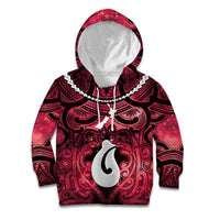 Personalised Maori Matariki Hei Matau Whero Kid Hoodie Maori Kowhaiwhai Pattern Galaxy LT01 Hoodie Red - Polynesian Pride