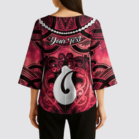 Personalised Maori Matariki Hei Matau Whero Kimono Sleeve Blouse Maori Kowhaiwhai Pattern Galaxy LT01 - Polynesian Pride